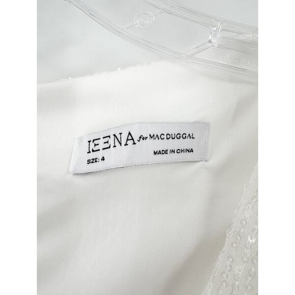 MAC DUGGAL Dress Size 4 Evening Gown Sequin Long Sleeve NEW White V Neck - Picture 4 of 10